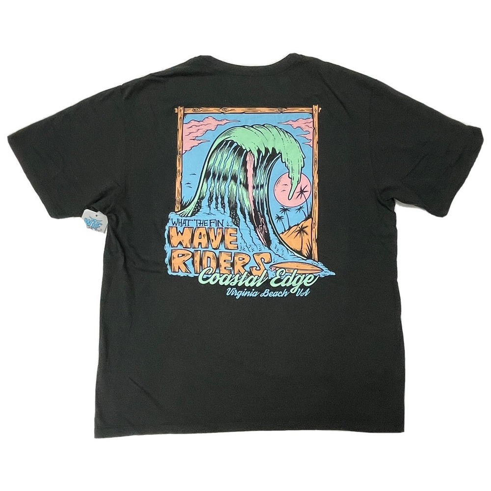 What The Fin Wave Riders Virginia Beach Surf T-Shirt Mens XL NWT Coastal Edge